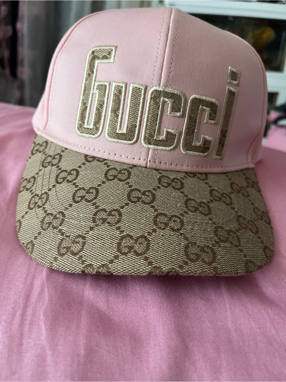 Gucci Pink and Beige GG Monogram Baseball Cap
